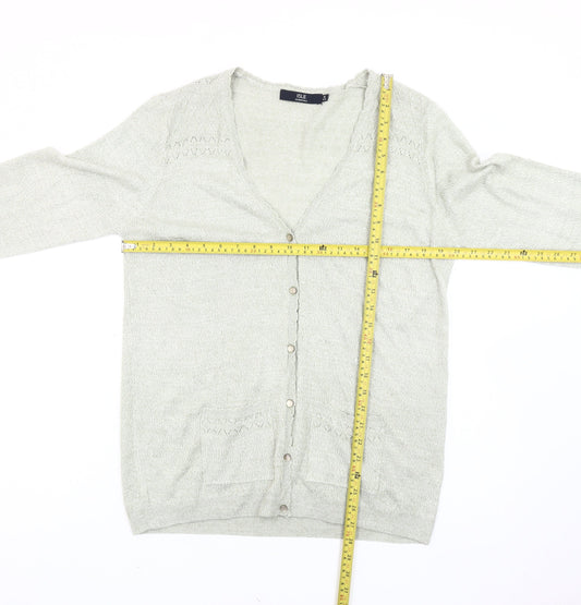 Womens UK Size 14 Isle Essentials Grey Cardigan Jumper
