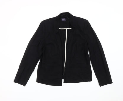 Marks and Spencer Women Black Size 16 Linen Blend Blazer Jacket
