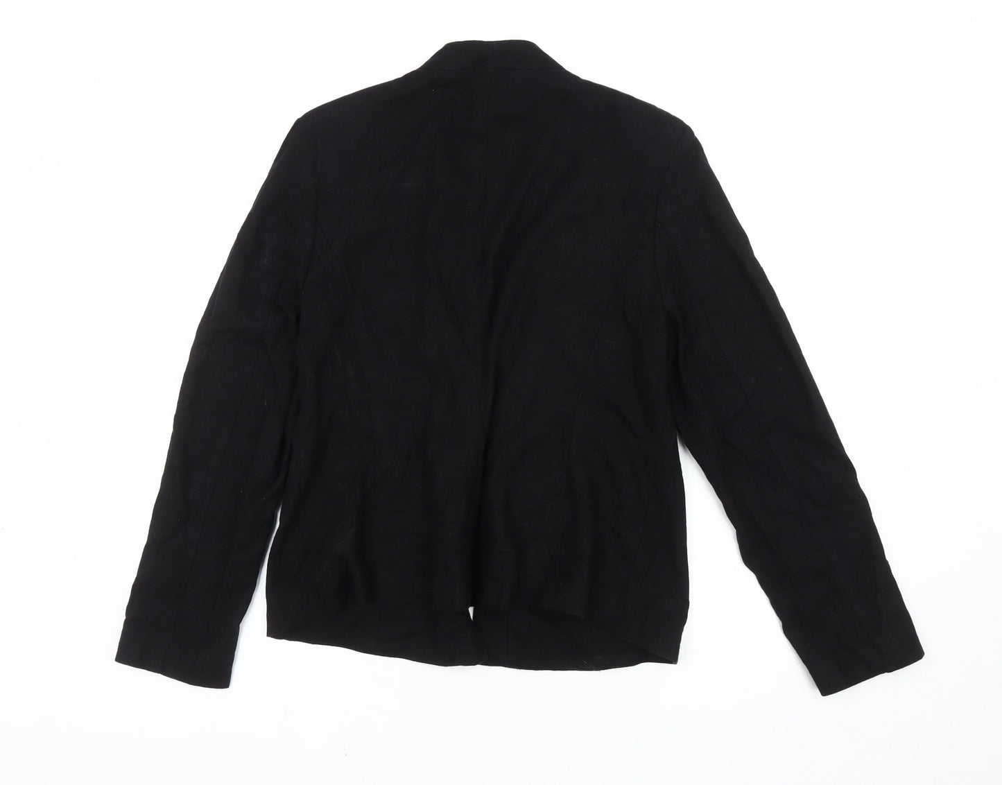 Marks and Spencer Women Black Size 16 Linen Blend Blazer Jacket