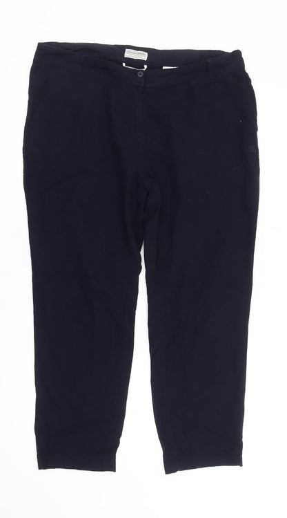 Craghoppers Womens Blue Size 12 Chino Trousers Cotton Rayon
