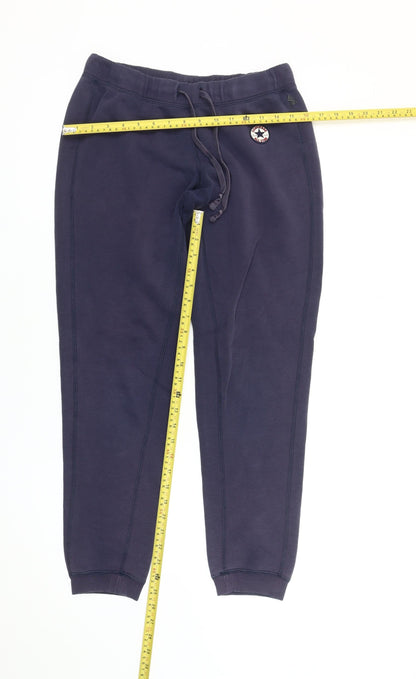 Converse Men’s Blue Jogger Trousers Size S Cotton Blend Tapered