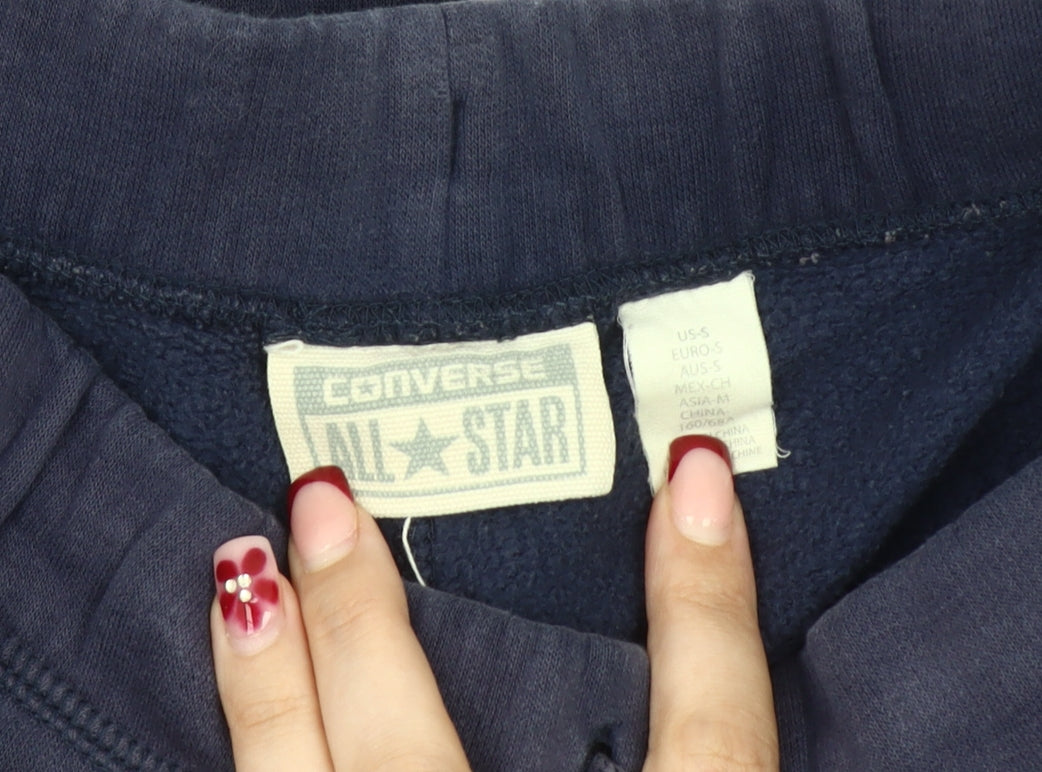 Converse Men’s Blue Jogger Trousers Size S Cotton Blend Tapered