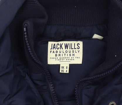 Womens UK Size 8 Jack Wills Blue Puffer Jacket
