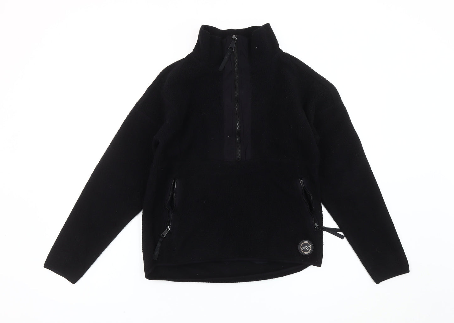 Next Women’s Black Fleece Sweatshirt Small 1/2 Zip Pockets Winter
