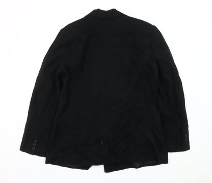 Mango Womens Black Linen Blend Blazer Jacket Size 12 Regular
