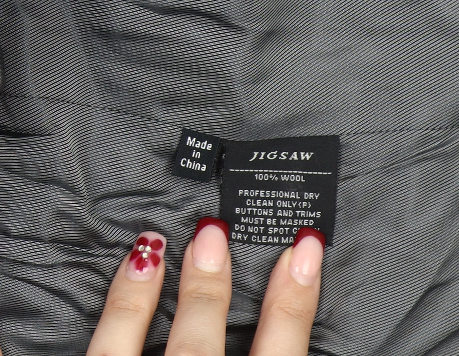 Jigsaw Womens Black Pinstripe Wool Single-Breasted Suit Jacket Size 10