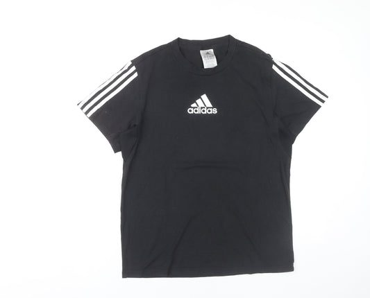 Adidas Women Black M T-Shirt Short Sleeve Cotton Blend Sports Top