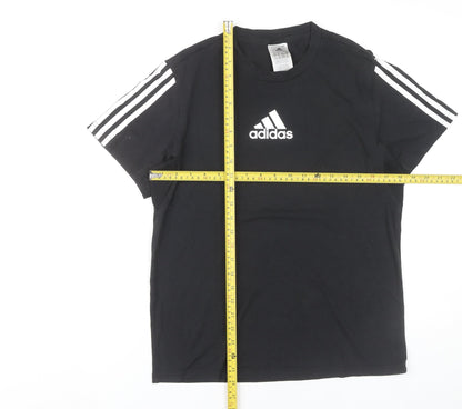 Adidas Women Black M T-Shirt Short Sleeve Cotton Blend Sports Top