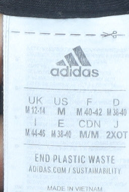 Adidas Women Black M T-Shirt Short Sleeve Cotton Blend Sports Top