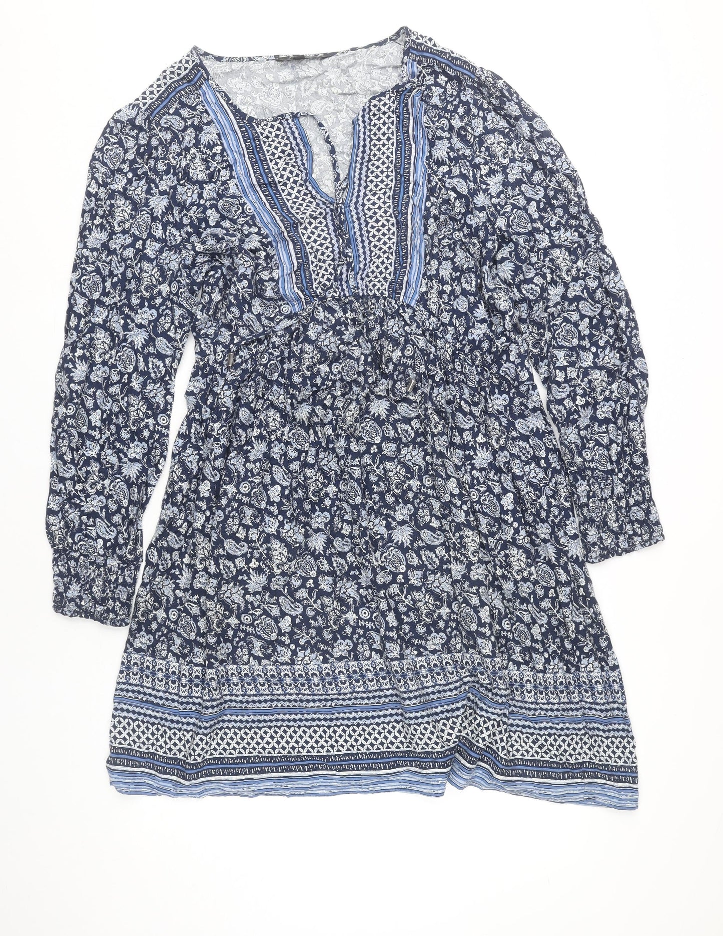 Peacocks Women’s Blue Floral Bohemian Knee Length Dress Size 18