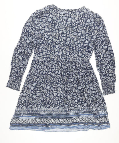 Peacocks Women’s Blue Floral Bohemian Knee Length Dress Size 18