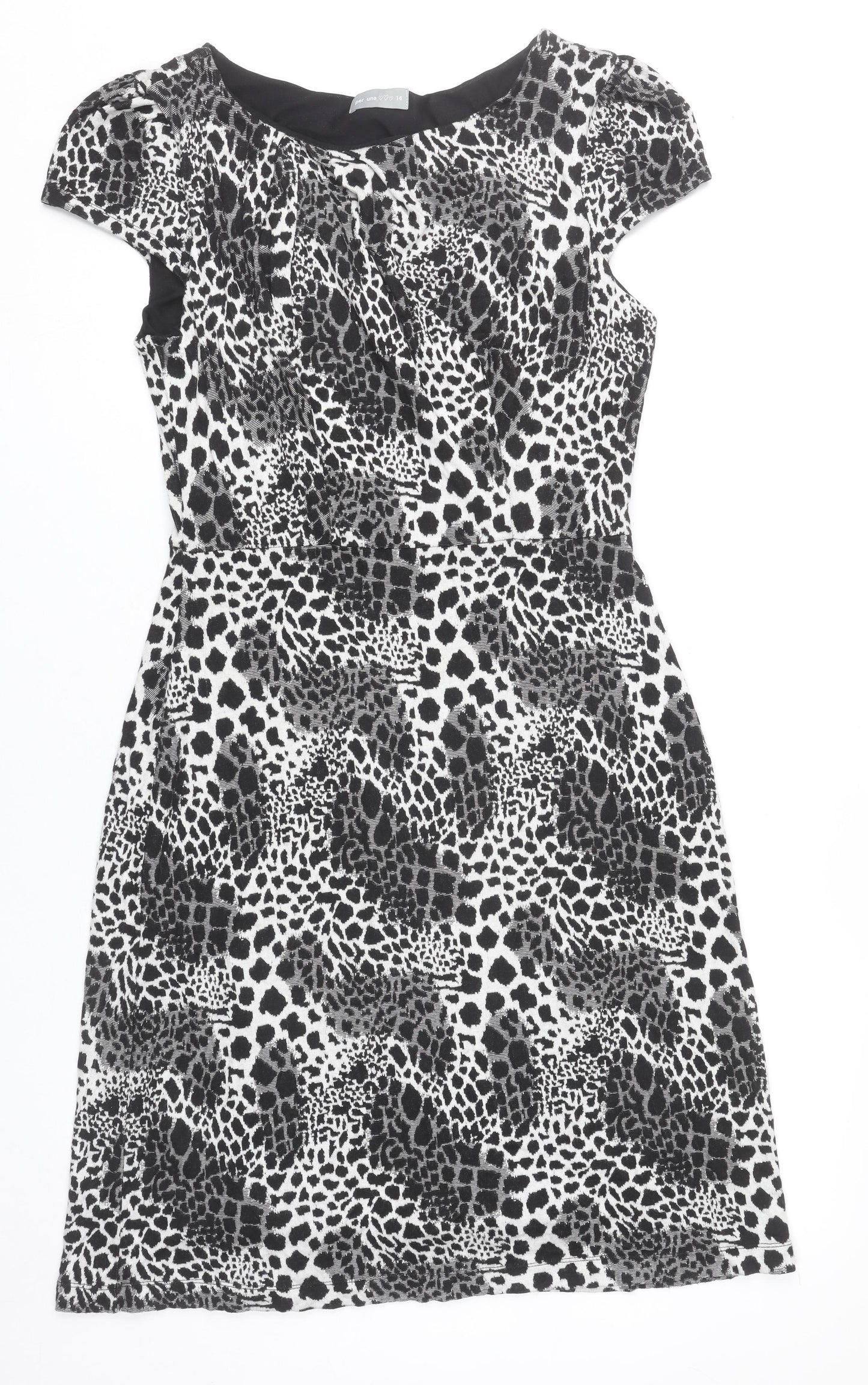 Marks and Spencer Women’s Black Animal Print Sheath Dress Size 14