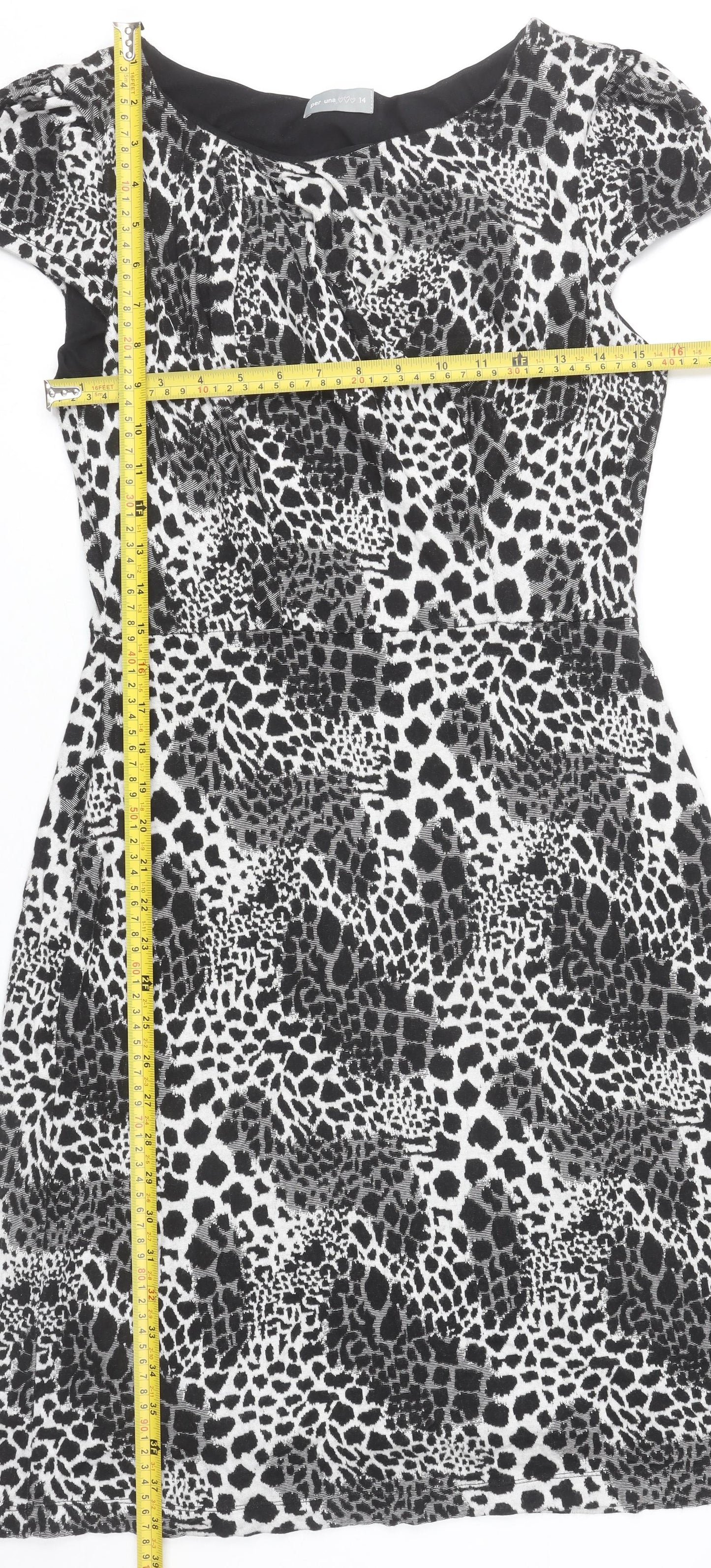 Marks and Spencer Women’s Black Animal Print Sheath Dress Size 14