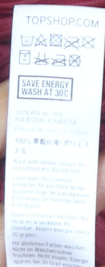 Topshop Women’s Red Pleated Wide-Leg Jumpsuit UK 8 Sleeveless V-Neck