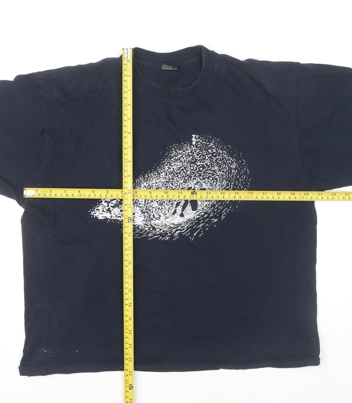 SG Unisex Adults Blue Cotton Graphic T-Shirt Size M