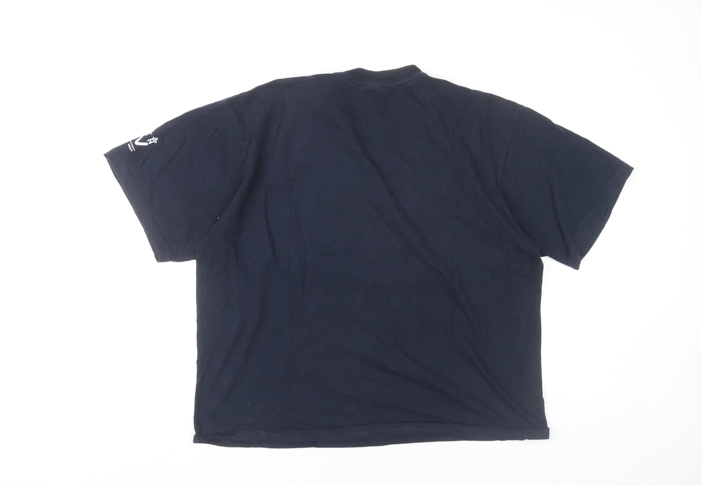 SG Unisex Adults Blue Cotton Graphic T-Shirt Size M