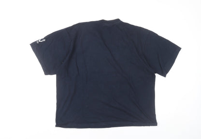 SG Unisex Adults Blue Cotton Graphic T-Shirt Size M