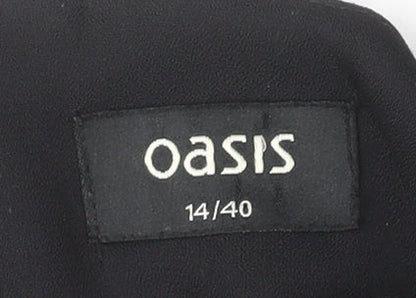 Oasis Women’s Black White Shift Dress Size 14 Colourblock Long Sleeve
