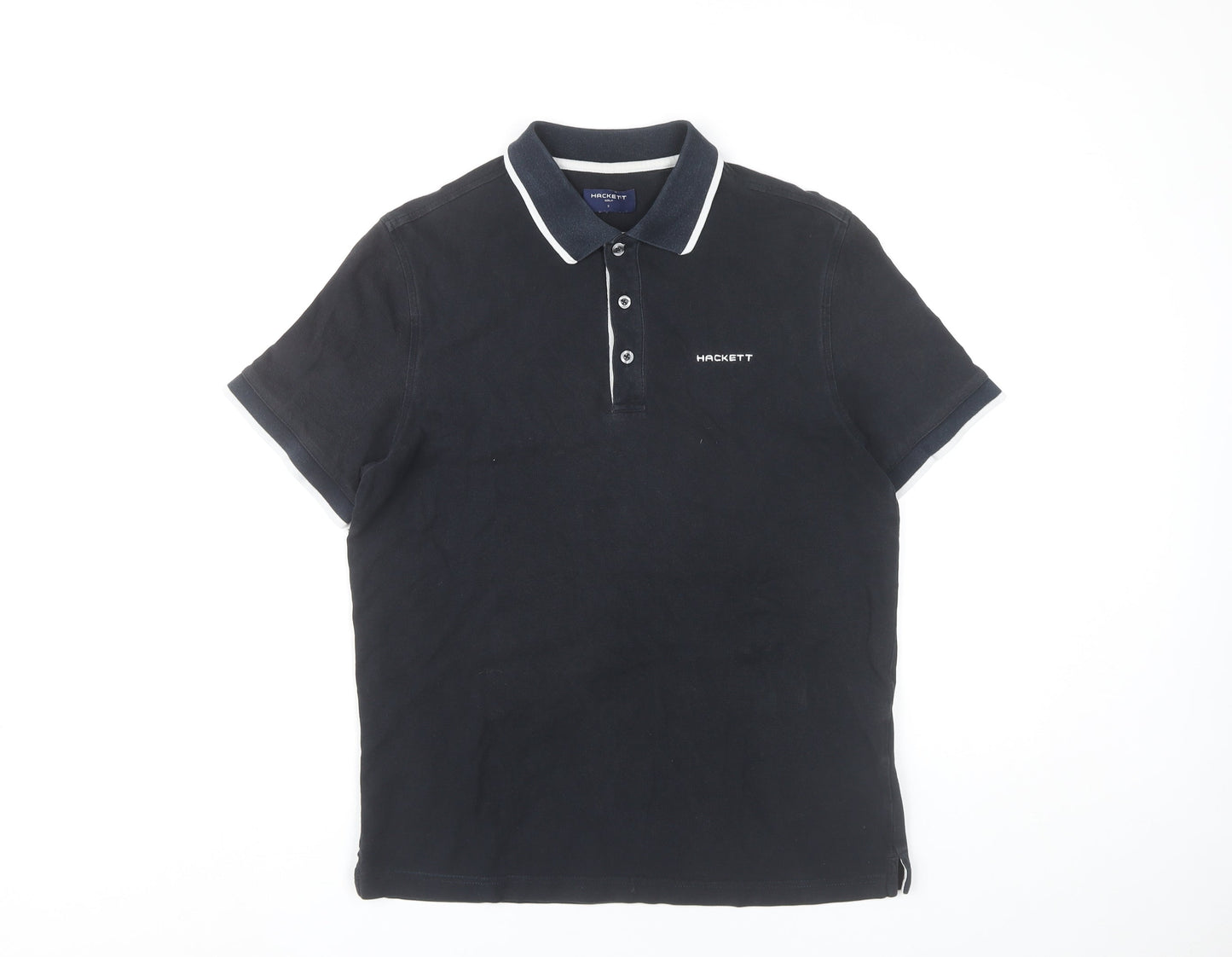 Hackett Golf Men Black Polo Shirt S Cotton Classic Logo