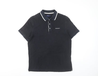 Hackett Golf Men Black Polo Shirt S Cotton Classic Logo