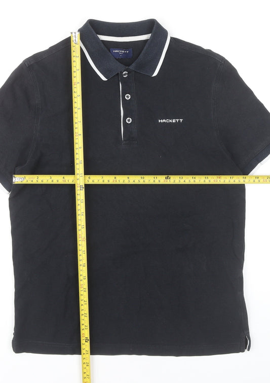 Hackett Golf Men Black Polo Shirt S Cotton Classic Logo