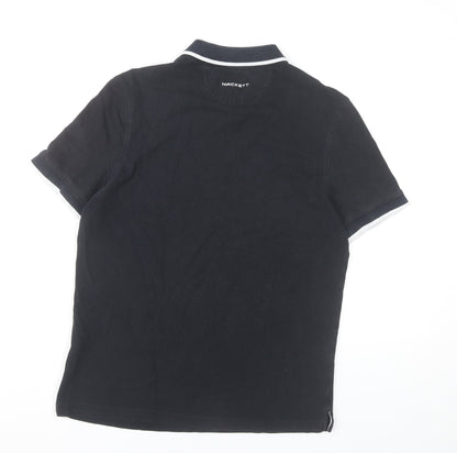 Hackett Golf Men Black Polo Shirt S Cotton Classic Logo