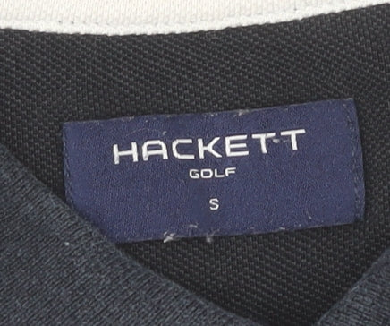 Hackett Golf Men Black Polo Shirt S Cotton Classic Logo