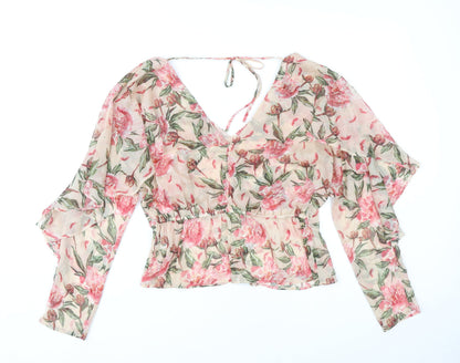Womens UK Size 12 River Island Multicoloured Cropped Blouse