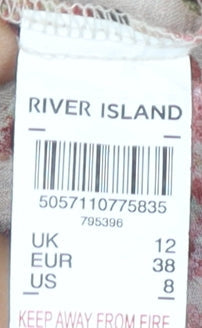 Womens UK Size 12 River Island Multicoloured Cropped Blouse
