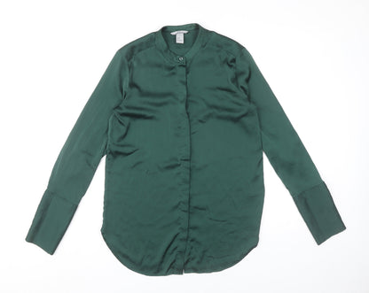 Womens UK Size 8 H&M Green Basic Button-Up