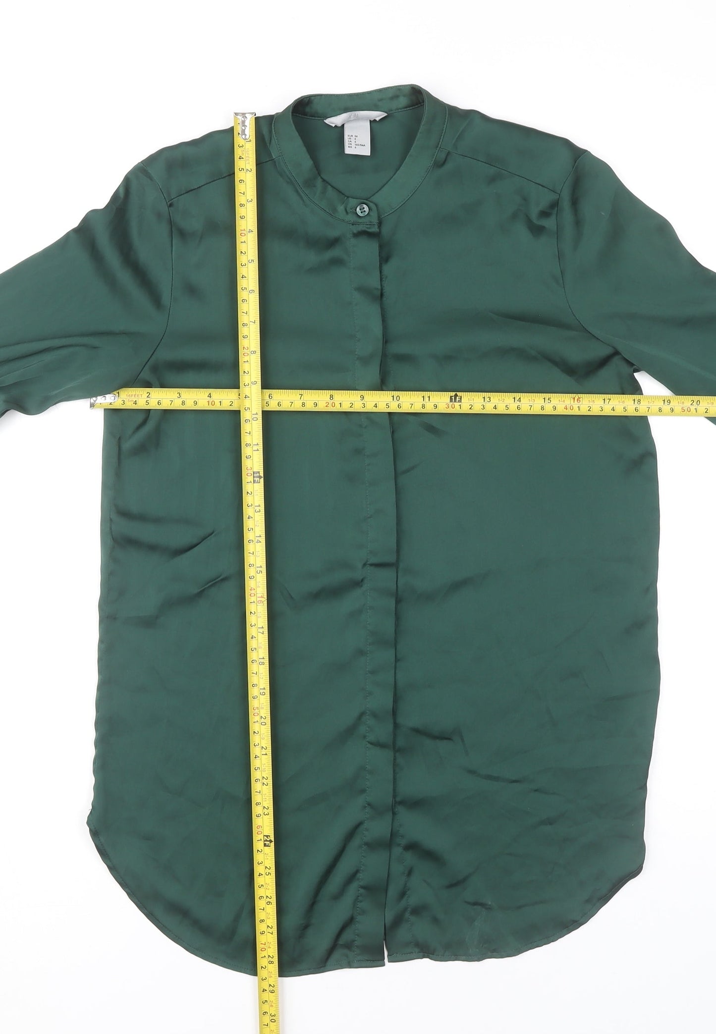 Womens UK Size 8 H&M Green Basic Button-Up