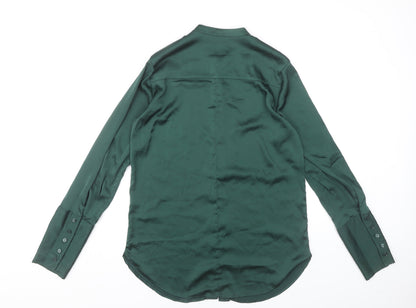 Womens UK Size 8 H&M Green Basic Button-Up