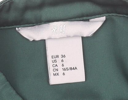 Womens UK Size 8 H&M Green Basic Button-Up