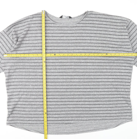 M&Co Women’s Grey Striped Plus Size 26 Jersey Top 3/4 Sleeve