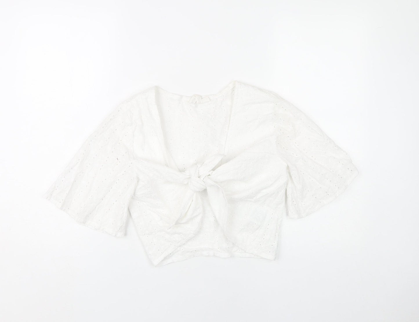 Womens UK Size XS ROXY White Cropped Blouse