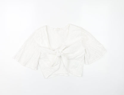 Womens UK Size XS ROXY White Cropped Blouse