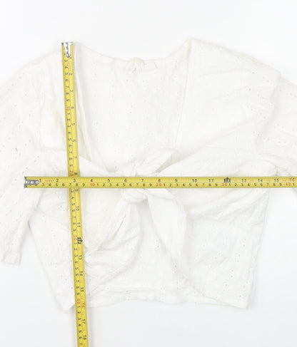 Womens UK Size XS ROXY White Cropped Blouse