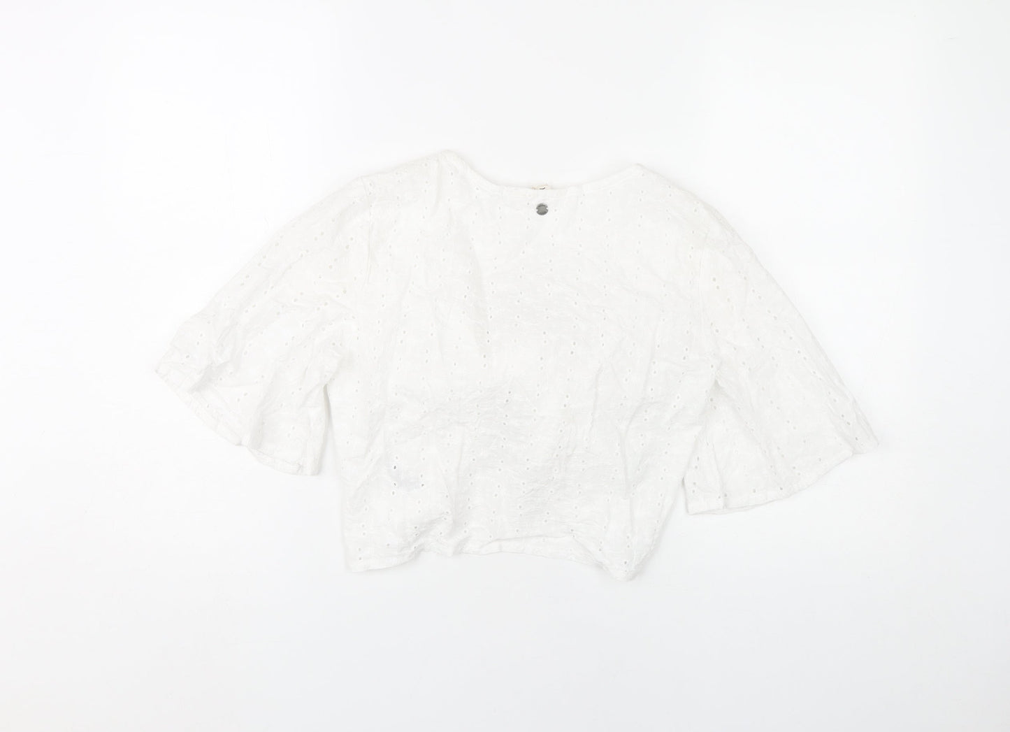 Womens UK Size XS ROXY White Cropped Blouse