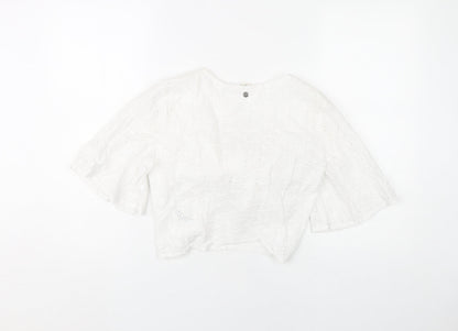 Womens UK Size XS ROXY White Cropped Blouse