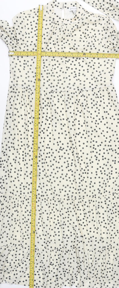 Warehouse Women’s White Polka Dot Midi Shift Dress Size 10