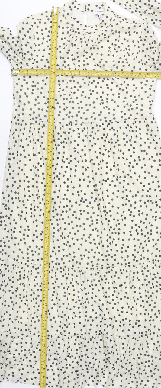 Warehouse Women’s White Polka Dot Midi Shift Dress Size 10