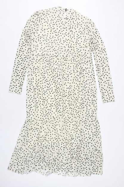 Warehouse Women’s White Polka Dot Midi Shift Dress Size 10