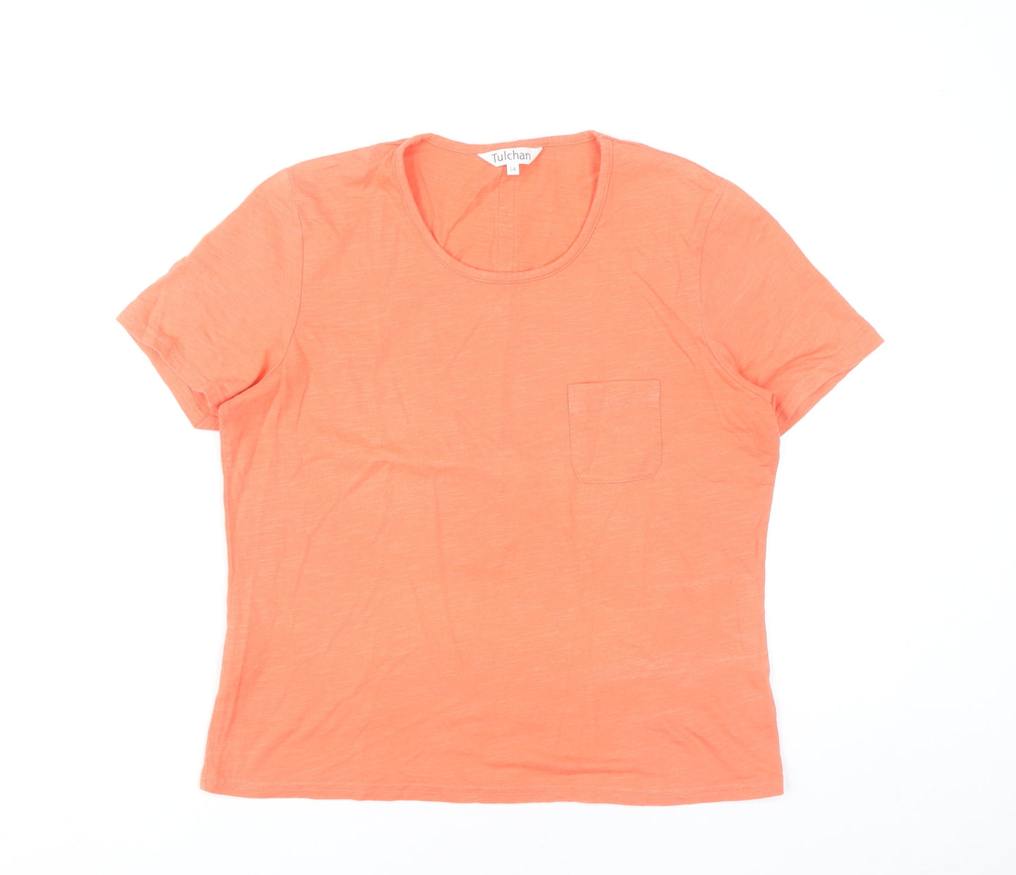 Womens UK Size 14 Tulchan Orange Basic T-Shirt