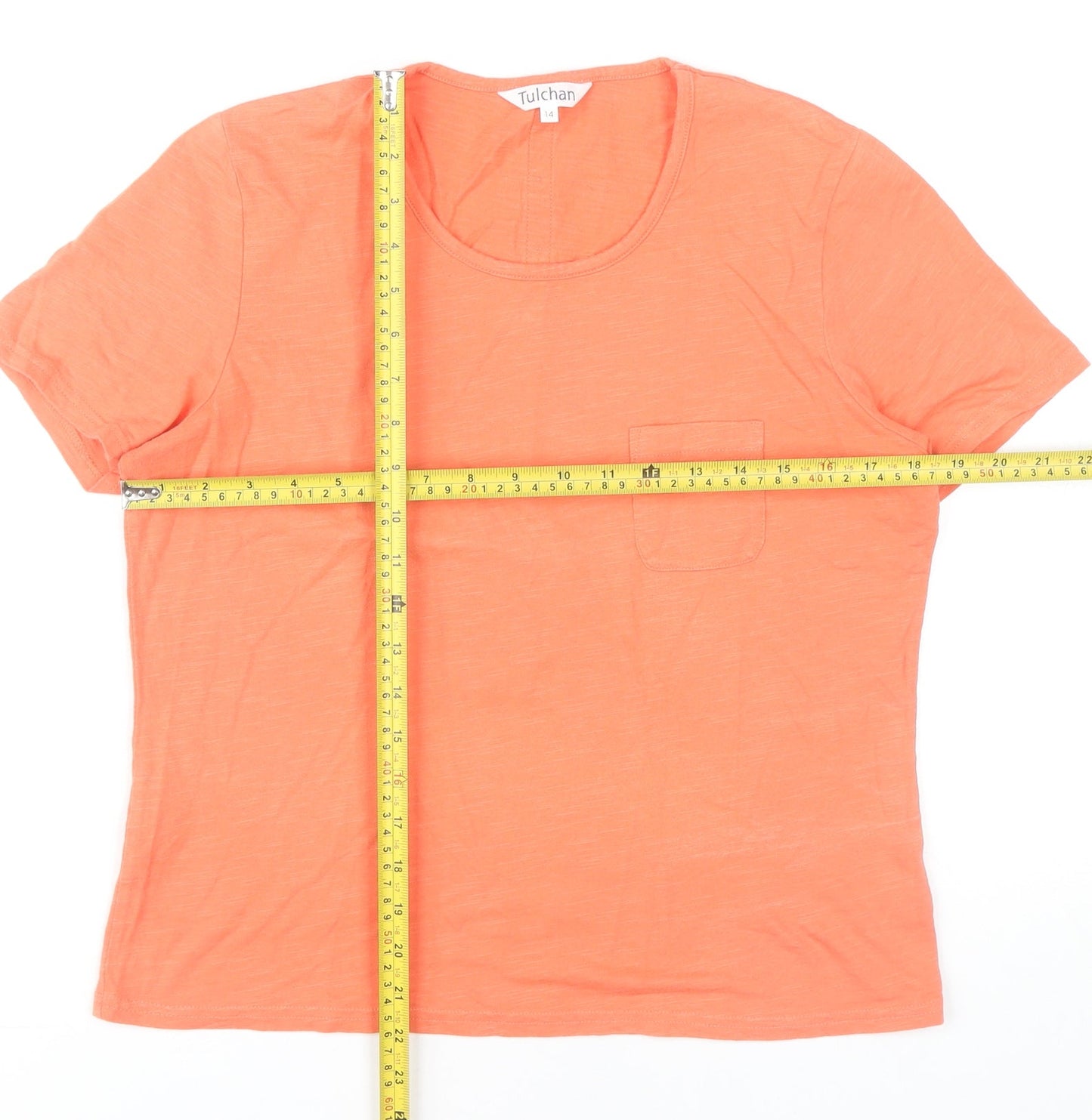 Womens UK Size 14 Tulchan Orange Basic T-Shirt