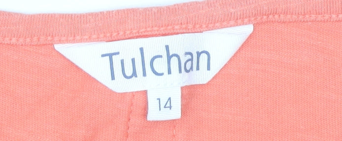 Womens UK Size 14 Tulchan Orange Basic T-Shirt