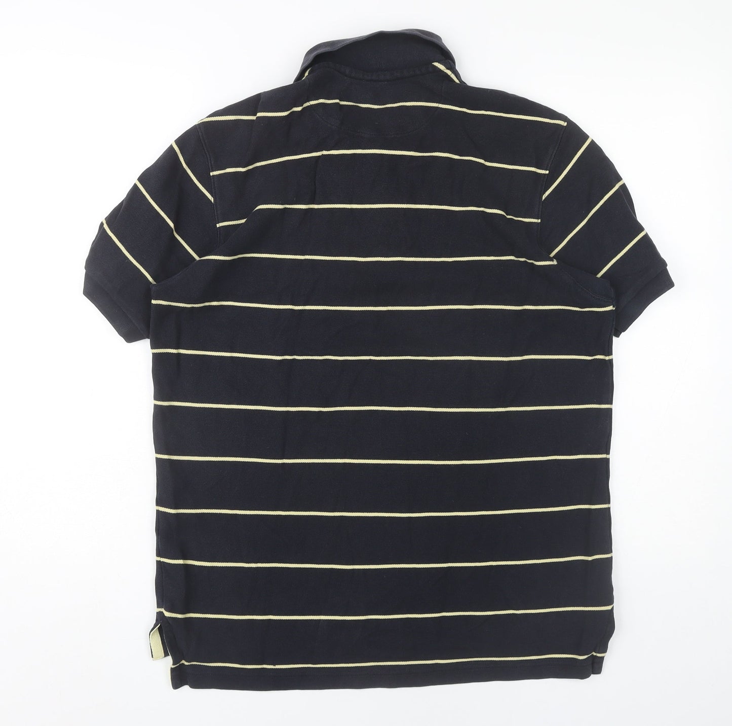 Tyrwhitt Men's Black Striped Polo Shirt M Cotton Short Sleeve