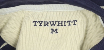 Tyrwhitt Men's Black Striped Polo Shirt M Cotton Short Sleeve