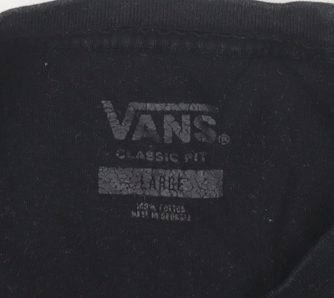 Vans Men’s Black L Classic Fit Cotton Logo Short Sleeve T-Shirt
