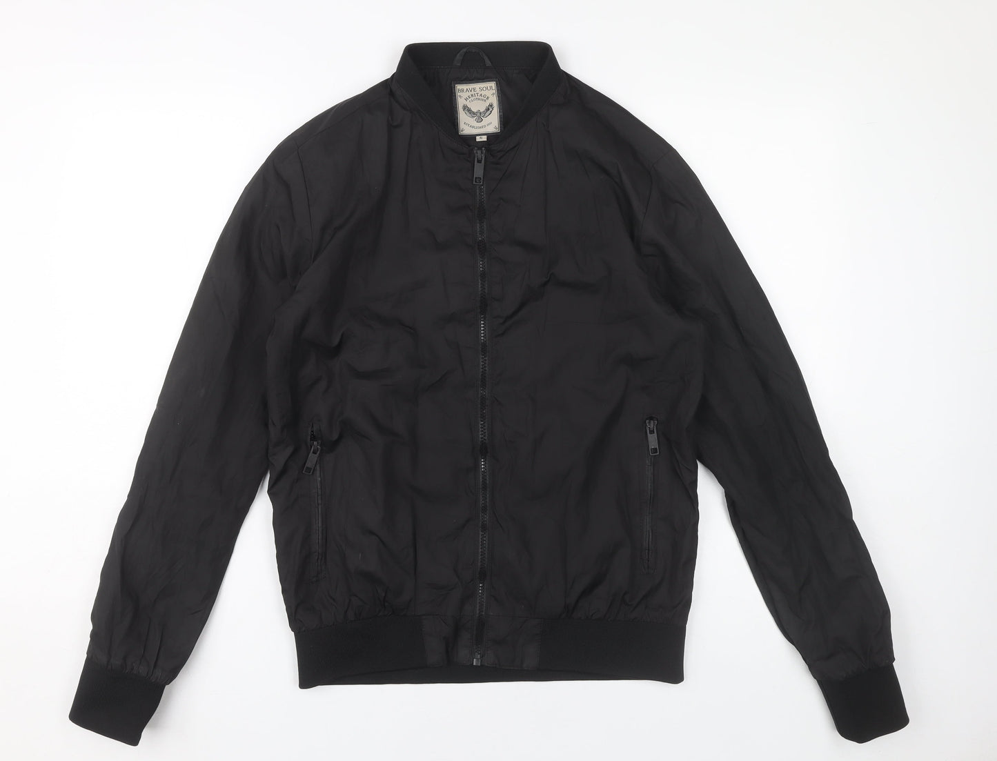 Mens UK Size S Brave Soul Black Bomber Jacket