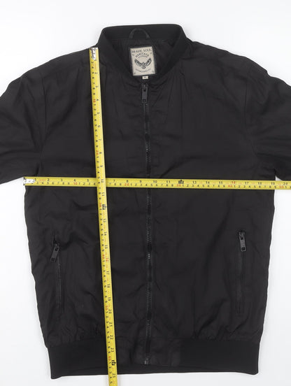 Mens UK Size S Brave Soul Black Bomber Jacket